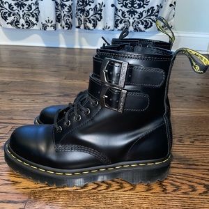 Dr Martens chunky buckle boots in black leather